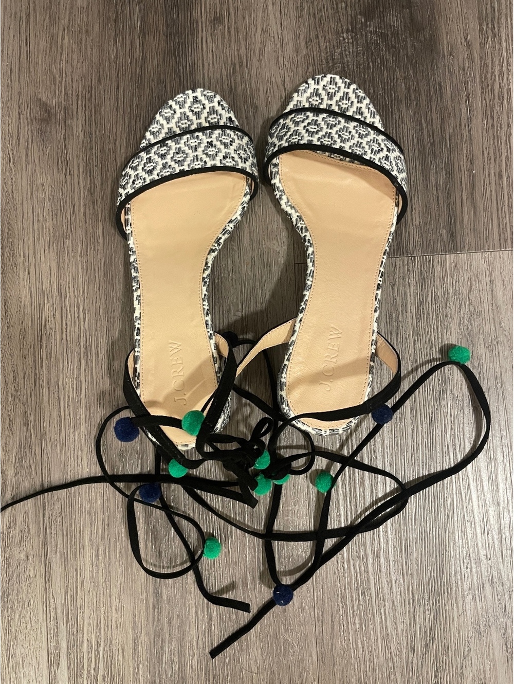 J.Crew Ikat ankle wrap sandals